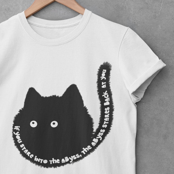 Void Cat Abyss T-Shirt in Pastel Goth Clothing and Minimalist Cute Style, Famous Quote, Alternative Apparel, Urban Streetwear, Kitty Tee