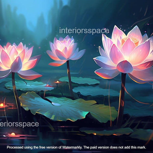 Divine Lotus Digital Print Vaastu Image for South East To South Wall l  Increase Wealth and Confidence