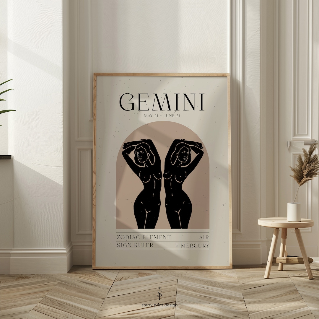 Gemini Wall Art Astrology Poster Zodiac Wall Art Minimal Zodiac Decor ...