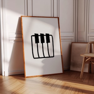 Minimalist Piano Keys Poster, Modern Music Wall Art, Digital Download Print, Gift for Pianists, Black and White Home Decor, Simple Print