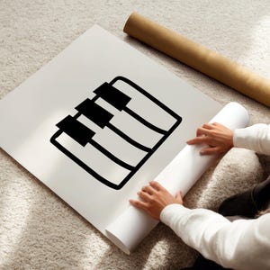 Minimalist Piano Keys Art Print - Gift for Music Lovers, Black and White Modern Living Room Decor, Cool Poster for Studio, Digital Download