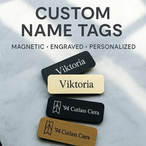Custom Engraved Magnetic Name Tag: Personalized Plastic Badge