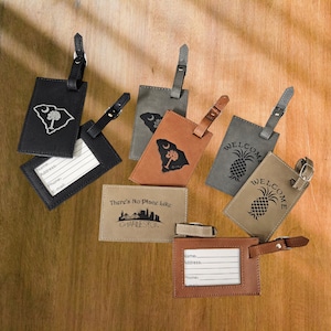 Engraved Faux Leather Luggage Tag: Custom Travel Gift