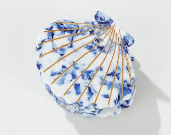 Coastal Blue Seashell Claw Clip - Small
