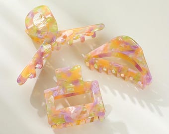 Pinza vintage con diseño de flores silvestres (talla S/M/verano), ideal para Pascua, Día de la Madre, floral, regalo para ella, novia, dama de honor, acetato de celulosa, ecológico.