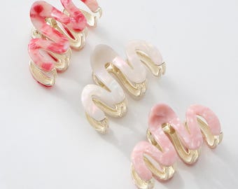 Mini garra metálica con diseño de sauce rosado/garabato, ideal para el Día de la Madre, para ella, para novias y damas de honor, de acetato de celulosa y ecológico.