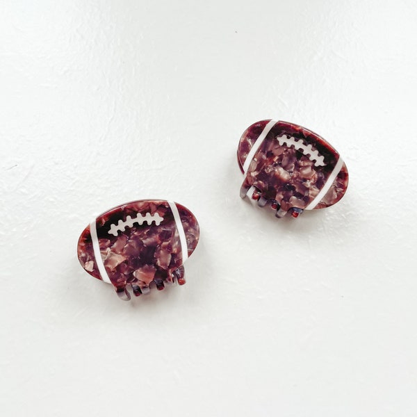 Mini Football Marbled Hair Claw Clip, Game Day Accessories, Football Game, Tailgating, Cellulose Acetate, Eco-Friendly