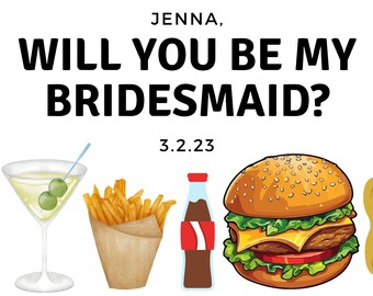 Customizable Burger Box Bridesmaid Proposal Digital Download
