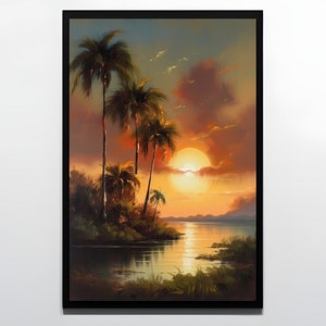 Florida Sunset Digital Print, Tropical Poster, Everglades Poster, Beach Print, Florida Art, Palm Trees, Beach Art, Highway Art