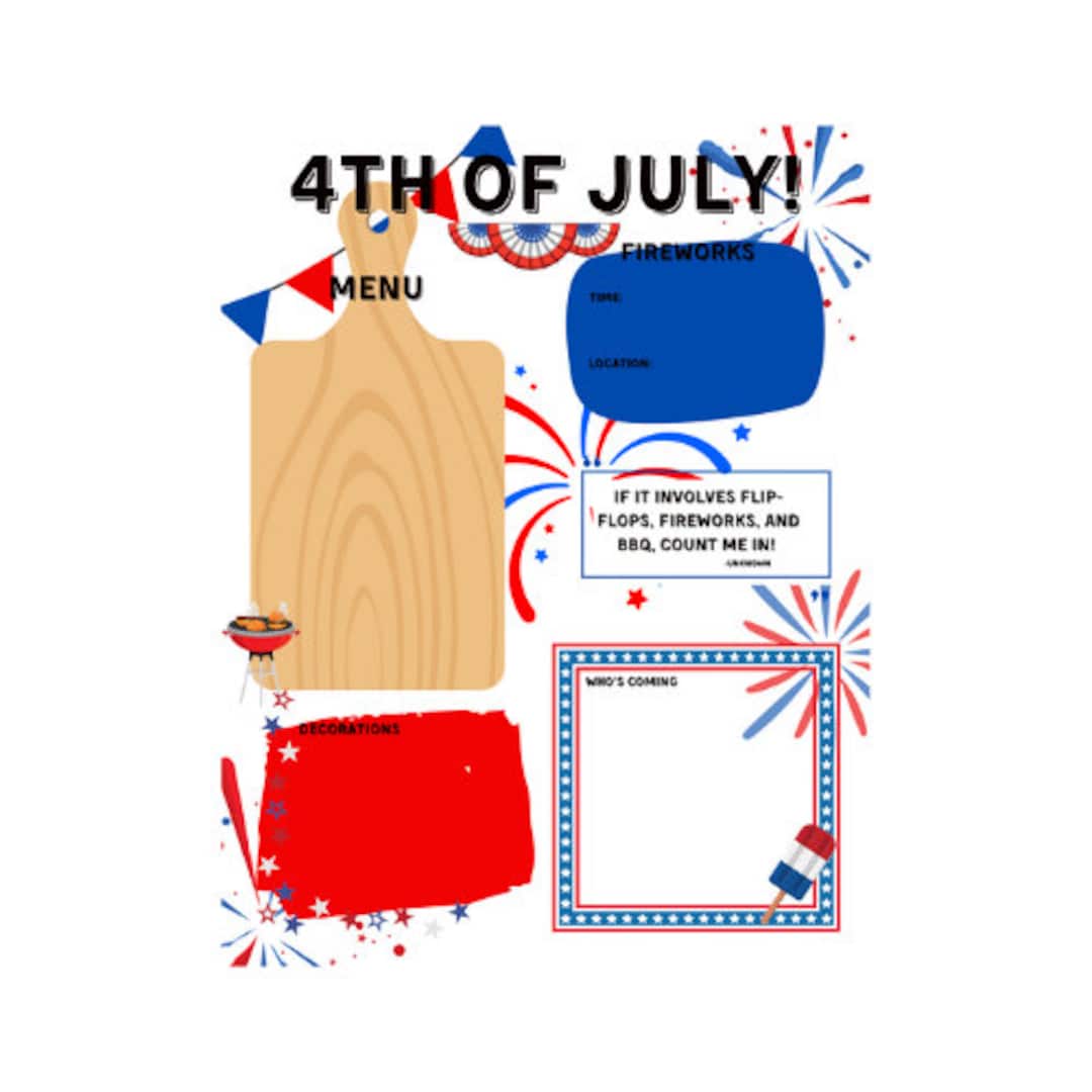 4th of July Party Planner, Digital Party Plan - Etsy