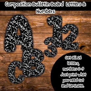 Composition Notebook Bulletin Board Letters & Numbers Printable | Classroom Decor Alphabet A-Z | School Theme Letters