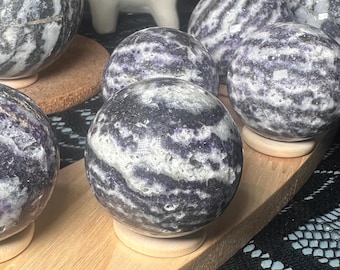 Purple Zebra Jasper Sphere — Polished Crystal Ball for Grounding, Spiritual Strength & Calm | Zebra Stone Crystal Ball