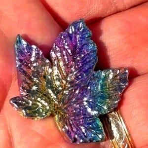 Maple Leaf Bismuth Figure - Radiant Colors and Mystical Energy