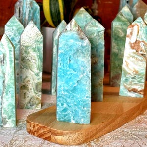 Hemimorphite Tower – Sky Blue Crystal for Emotional Healing, Communication & Inner Peace