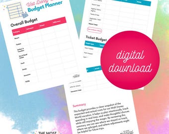 Disney World Budget Planner Printable | WDW Vacation Budget Guide PDF | Disney Trip Cost Tracker | Disney Planning Spreadsheet
