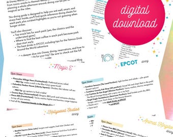 Disney World Dining Guide Printable | WDW Restaurant & Snack Guide PDF | Disney Dining Bucket List