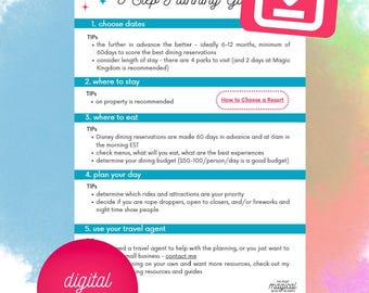 Disney World Planning Guide Printable | 5 Step Disney Trip Planner PDF | WDW Vacation Planning Checklist | Instant Download