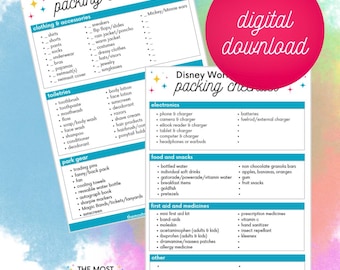 Disney World Packing List Printable | WDW Packing Checklist PDF | Disney Vacation Essentials | Theme Park Travel Planner