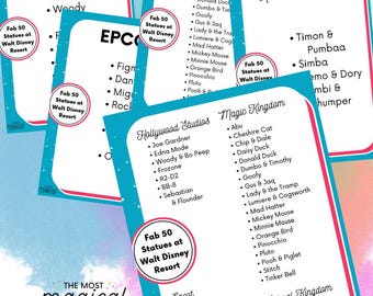 Fab 50 Statues Scavenger Hunt Printable | Disney World Game | 50th Anniversary Gold Statues Checklist | WDW Park Activity | Instant Download