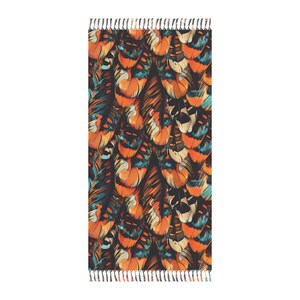 Boho Beach Cloth, Pheasant feather pattern,animal pattern, feathers pattern,original bird lover gift, signature custom piece,pheasant fabric