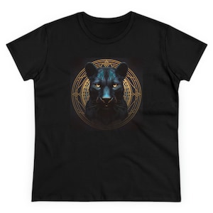 Schwarzer Panther T-Shirt, Schwarzer Panther T-Shirt, Spirit Animal Krafttier Panther Druck T-Shirt
