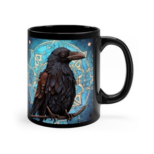 Crow Mug,Raven Mug,Spirit Animal,Crow,Raven,animal gift, spiritual,mystical,gothic, symbolic animal, sacred animal, Halloween