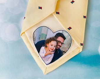 Dad Tie Label PHOTO ONLY, Heart Picture Tie Patch, Father of the Bride gift, Father of the Groom, Suit Photo Patch, Peel and Stick Tie Patch