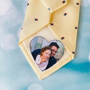 Dad Tie Label PHOTO ONLY, Heart Picture Tie Patch, Father of the Bride gift, Father of the Groom, Suit Photo Patch, Peel and Stick Tie Patch