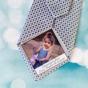 Dad Tie Label, Picture Tie Patch,  Father of the Bride gift, Father of the Groom, Suit Photo Patch, Peel and Stick Tie Patch