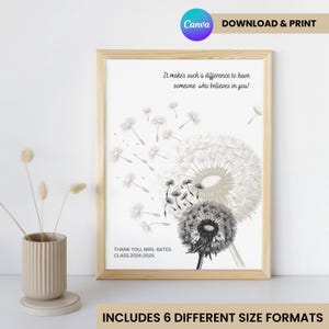 Teacher Appreciation Gift Editable Printable End of School Keepsake Custom Thank You Gift for Teachers End of Year Canva Editable Template