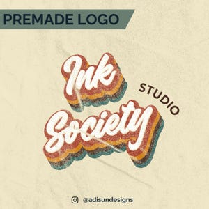 Rainbow Retro Logo, Pretty Beauty Logo Bundle, Funky Logo Branding Set, Boho Premade Vintage Business Card Design, Hippie 70s Bohemian Logo