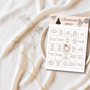 Plantilla de bingo para despedida de soltera, actividad para despedida de soltera, bingo para despedida de soltera, divertido juego de despedida de soltera