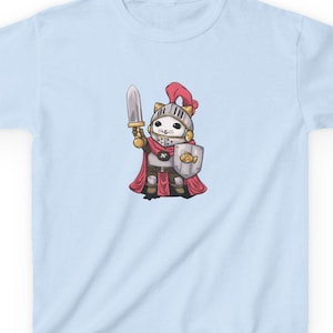 Sir Purrr-ceval Knight Cat Shirt – Medieval Feline Warrior Graphic Tee, Youth Sizes