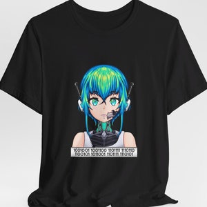 Anime robot girl, Anime clothing, Anime gift, Cool Anime, Anime Lover, big eyes, cartoon, Japanese, binary, code, I love you, programmer