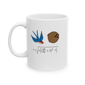 Physics Equation Mug – Swallow and Coconut Science Humor (Ceramic)