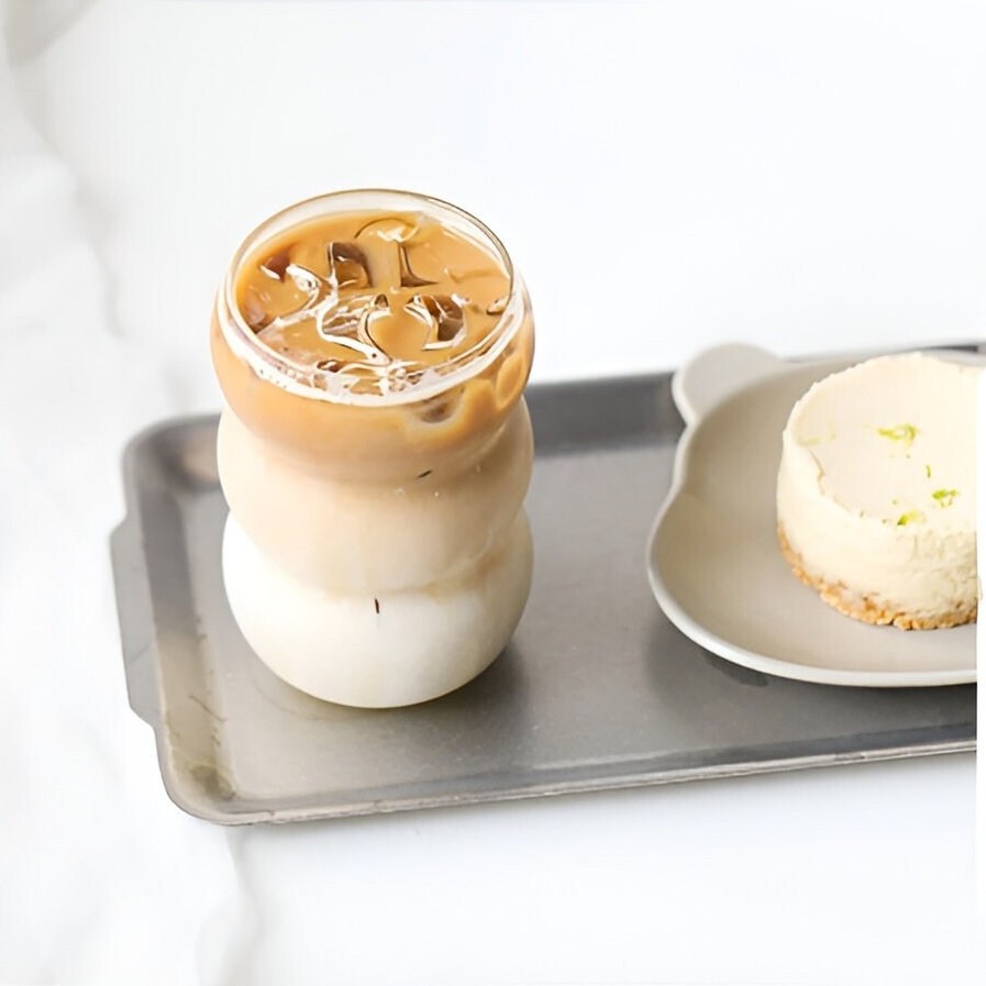 Wavy Handmade Korean Glass Cup for Iced Coffee, Juice, and More ...