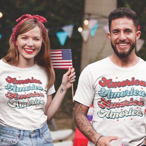 America Tee Shirt, Fourth of July, America the beautiful, 4th of July Shirt, Patriotic Red White and Blue T-Shirt, Retro, God Bless USA