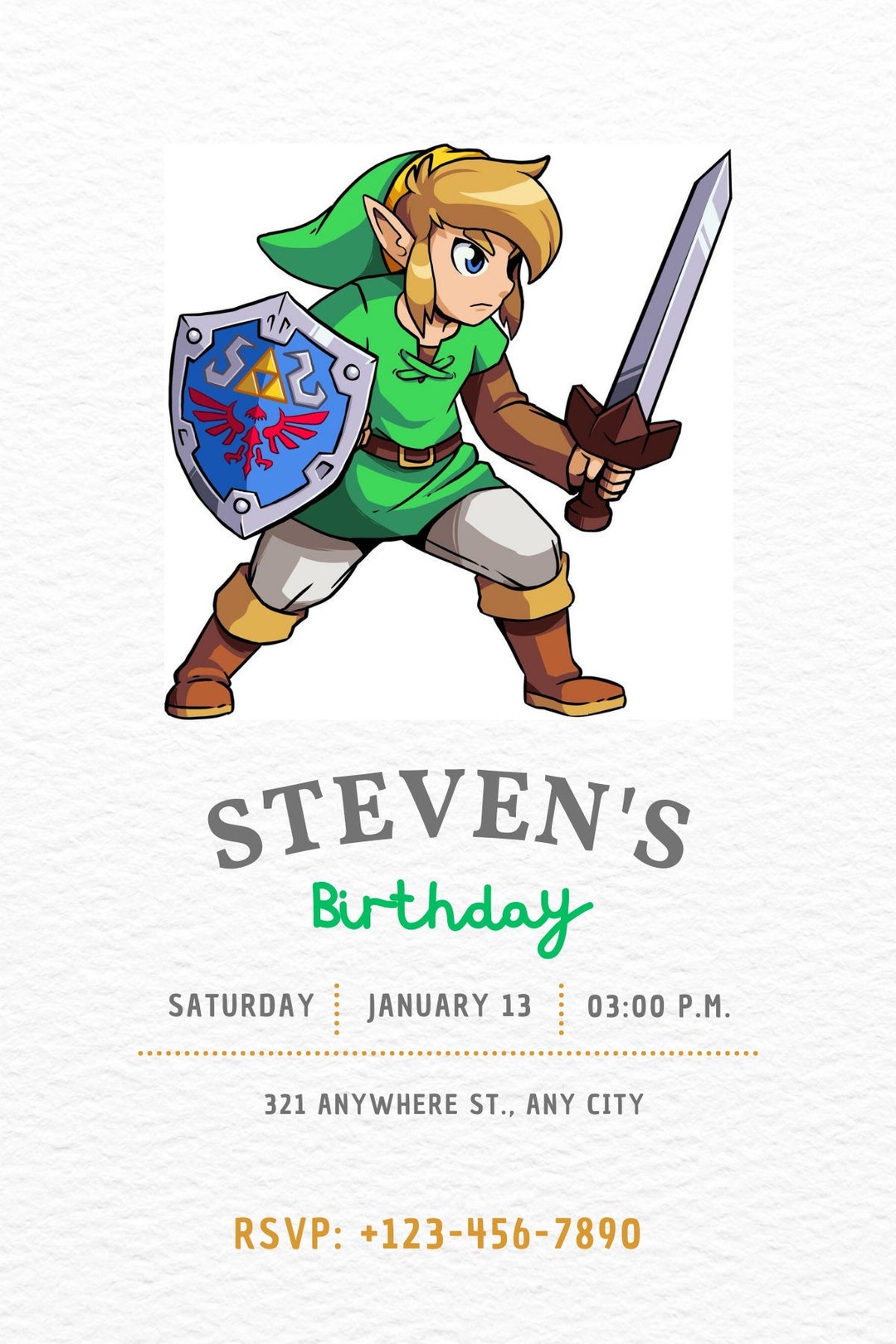 Zelda Birthday Invitation Etsy