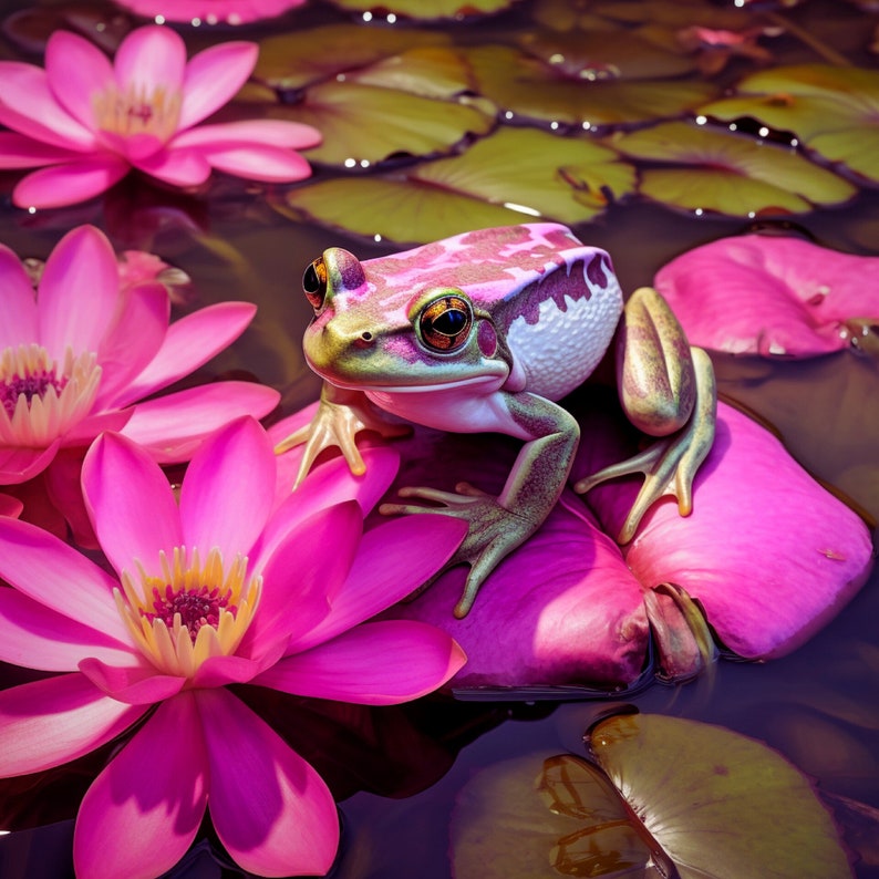 Frogs & Flora 5 Exquisite Floral Frog Jpgs for Etsy Delights in the US