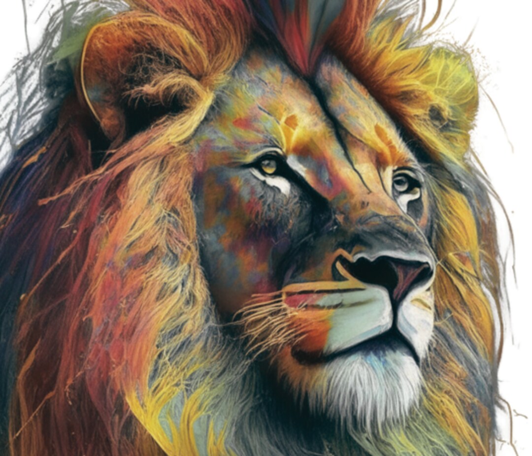 Vibrant Lion King Art Print Digital Download for Animal Lovers, Lion