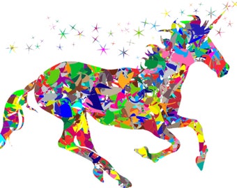 Incantevole pacchetto PNG Rainbow Unicorn: 4 disegni stravaganti per artigianato fai-da-te e creazioni magiche, stampa digitale, download istantaneo, progetti