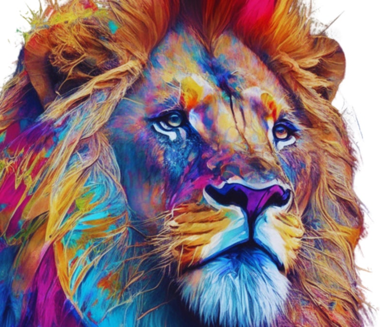 Vibrant Lion King Art Print Digital Download for Animal Lovers, Lion
