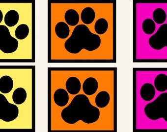 Vibrant Rainbow of Paw Prints: 6 Colorful Footprints in One PNG, Paws of Many Hues- A Bundle of 6 Unique Colored Footprints in a Single PNG