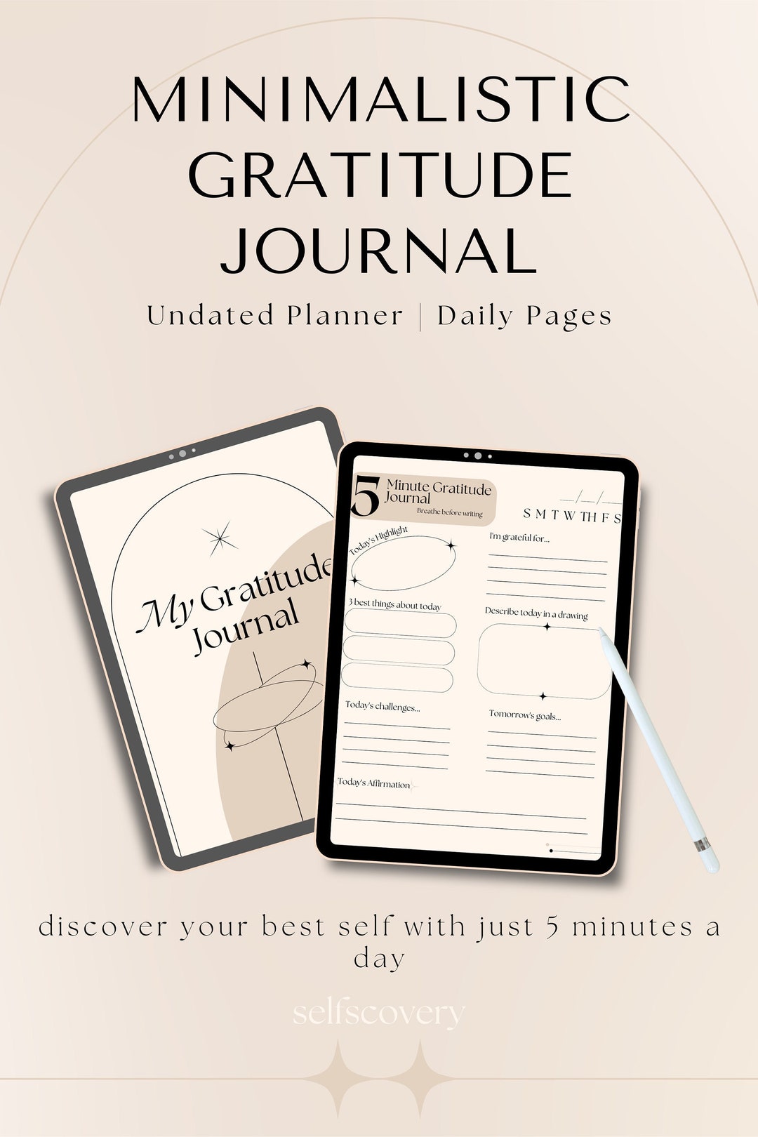 Digital Minimalistic Gratitude Journal | Daily Planner | Daily Journal for iPad | Digital ...