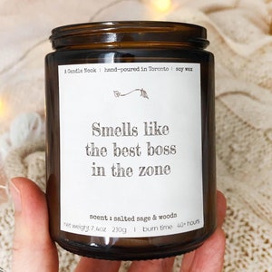 Smells like the best boss Candle Gift Funny Boss Gift Appreciation Gift Boss&#39;s Day Gift Boss Christmas Gift from team Soy Candle 7.4oz ZN