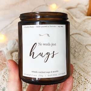 Pas de mots, juste des câlins Bougie pour elle Une pensée pour vous Bougie cadeau pour lui Cadeau de guérison pour des amis Cadeaux de sympathie Bougie de soja 7,4 oz