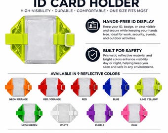 Reflective Armband Identification Holders, Badge Holder, ID Card Holder, Elastic, Adjustable Stretch Band.