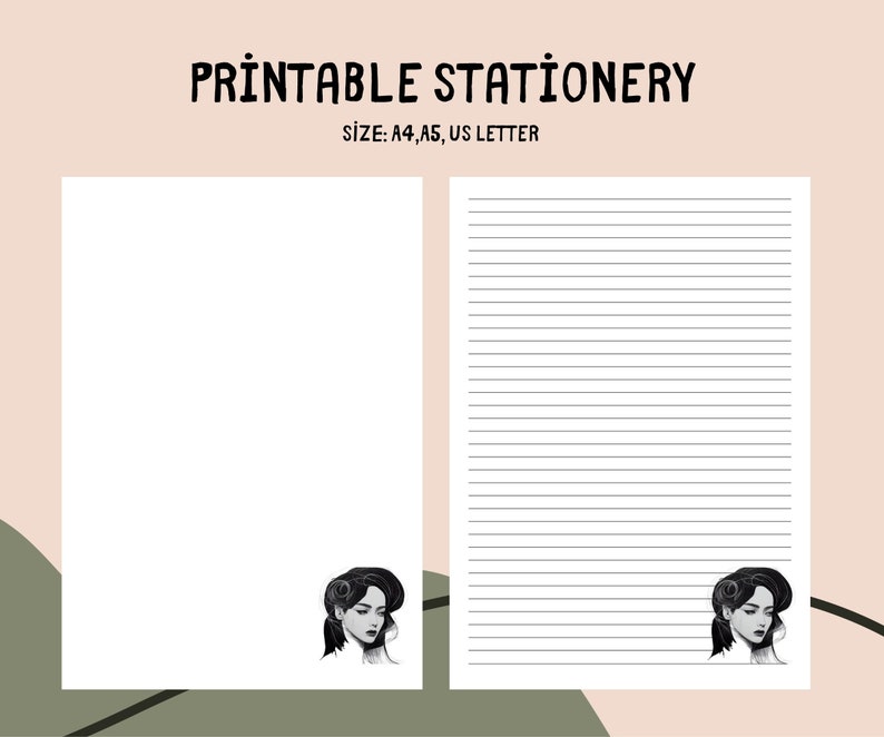 Women Printable Letter Paper, Line Sheet, Writing Paper Printable ...