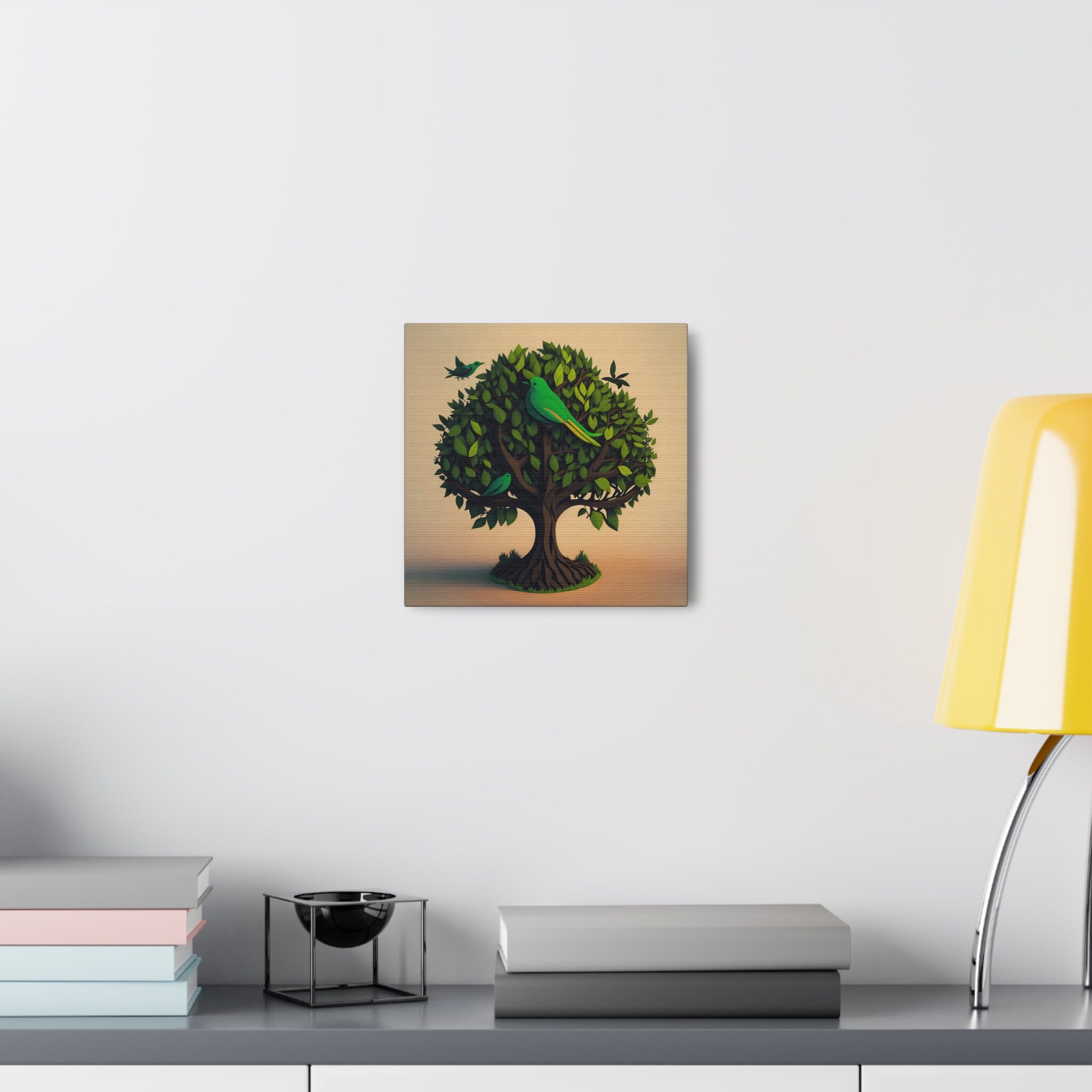Beautiful Bush Tree, Bird Fam, Wall Art, Beautiful Home Decor, Canvas ...