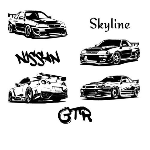 JDM Automotive, GTR Cricut, Skyline Cricuts, Car svg, Japanese Clip art, Race car svg, R32, R33, R35, Cricut, Digital Files, Digital cars.